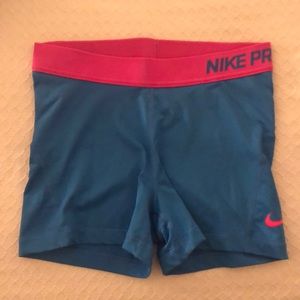 Blue with Pink Accents Nike Pro Shorts